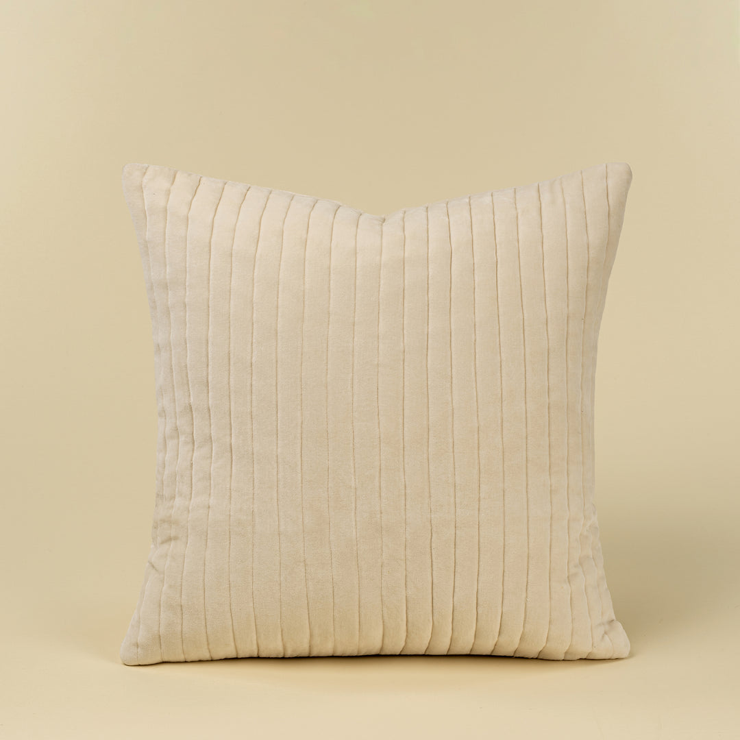 Indaba Velvet Stripe Cushion - Ivory 01-8894