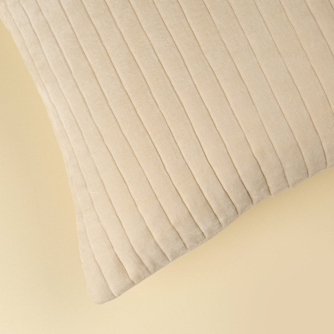 Indaba Velvet Stripe Cushion - Ivory 01-8894