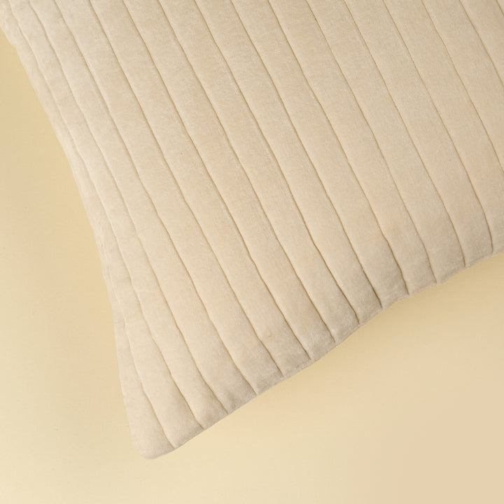 Indaba Velvet Stripe Cushion - Ivory 01-8894