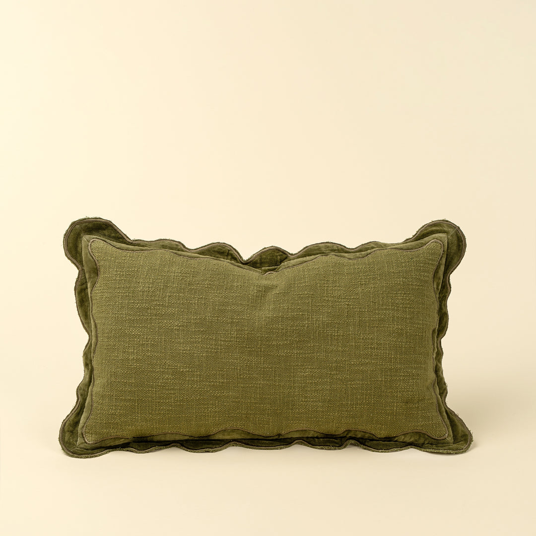 Indaba Scalloped Cushion - Moss 01-8877