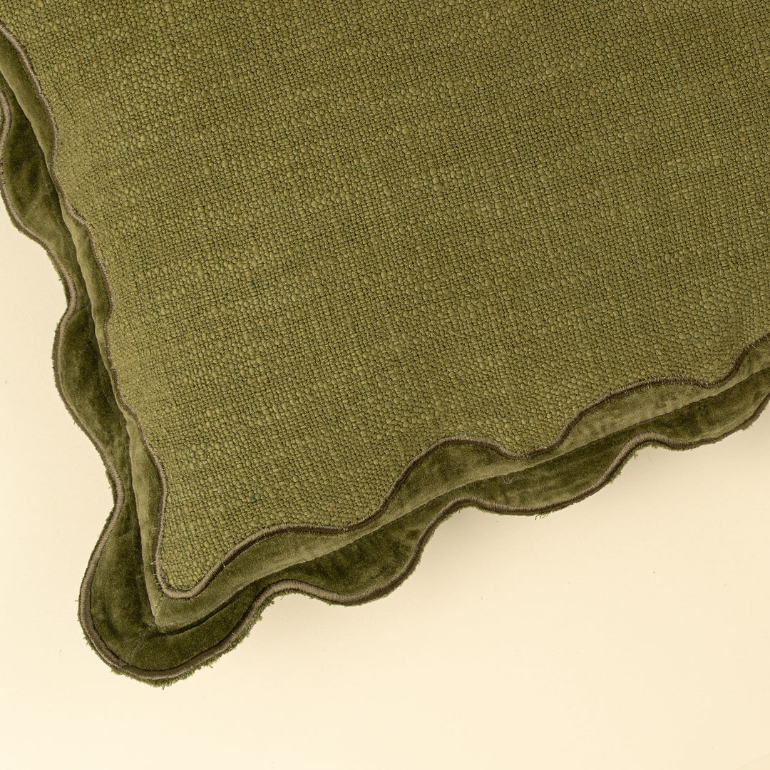 Indaba Scalloped Cushion - Moss 01-8877