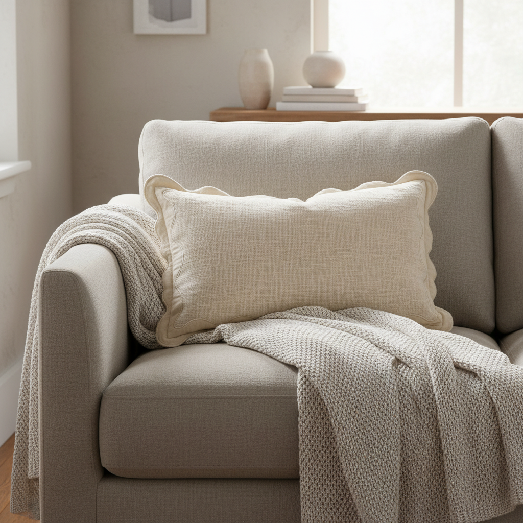 Indaba Scalloped Cushion - Ivory 01-8876