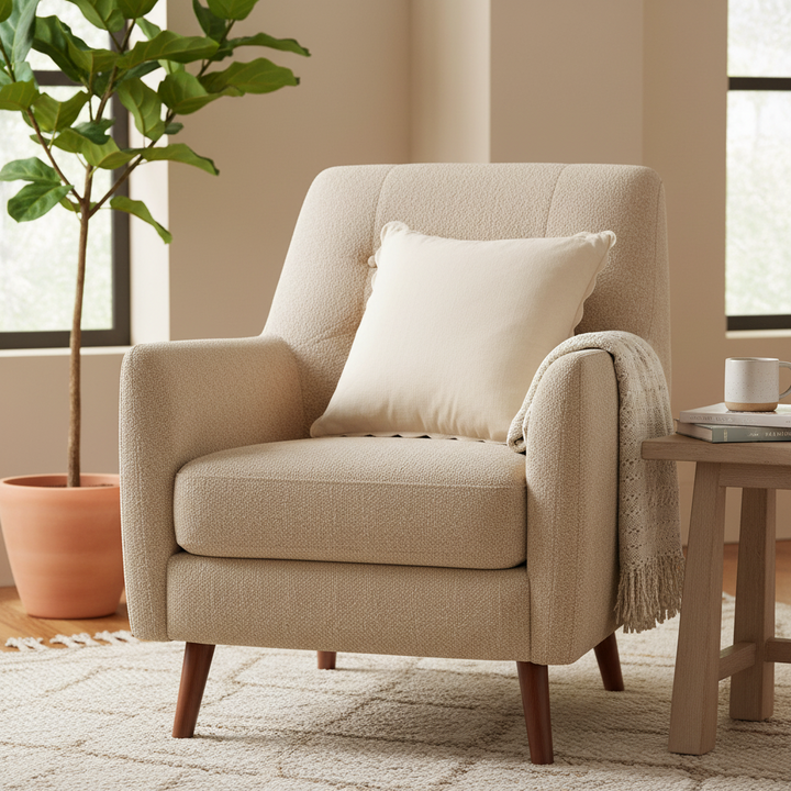 Indaba Scalloped Corduroy Cushion - Ivory 01-8906