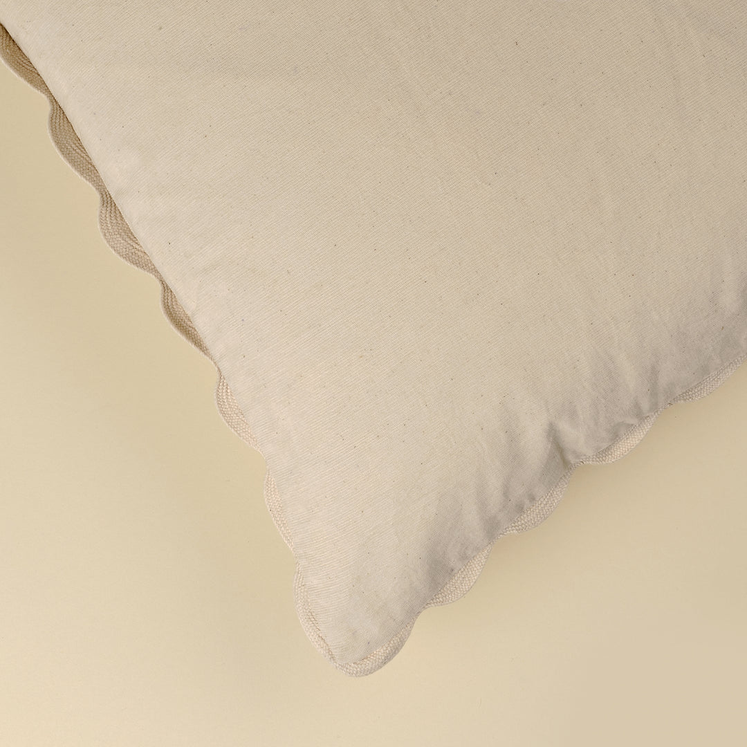 Indaba Scalloped Corduroy Cushion - Ivory 01-8906