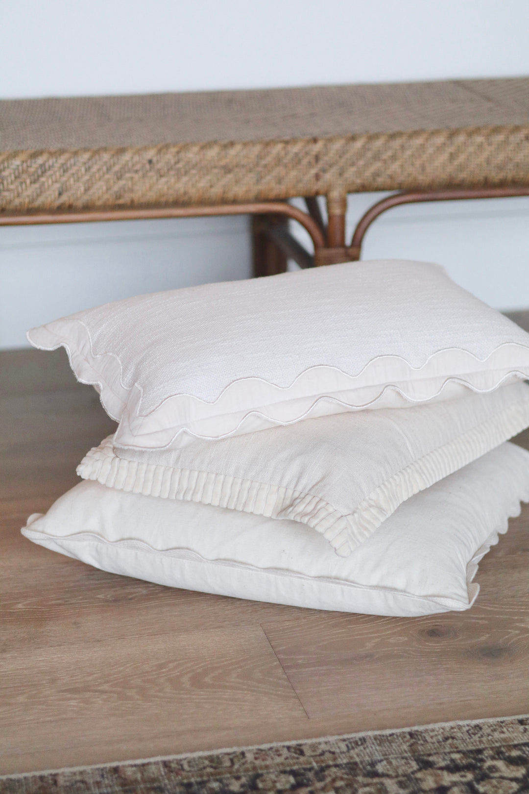 Indaba Scalloped Corduroy Cushion - Ivory 01-8906