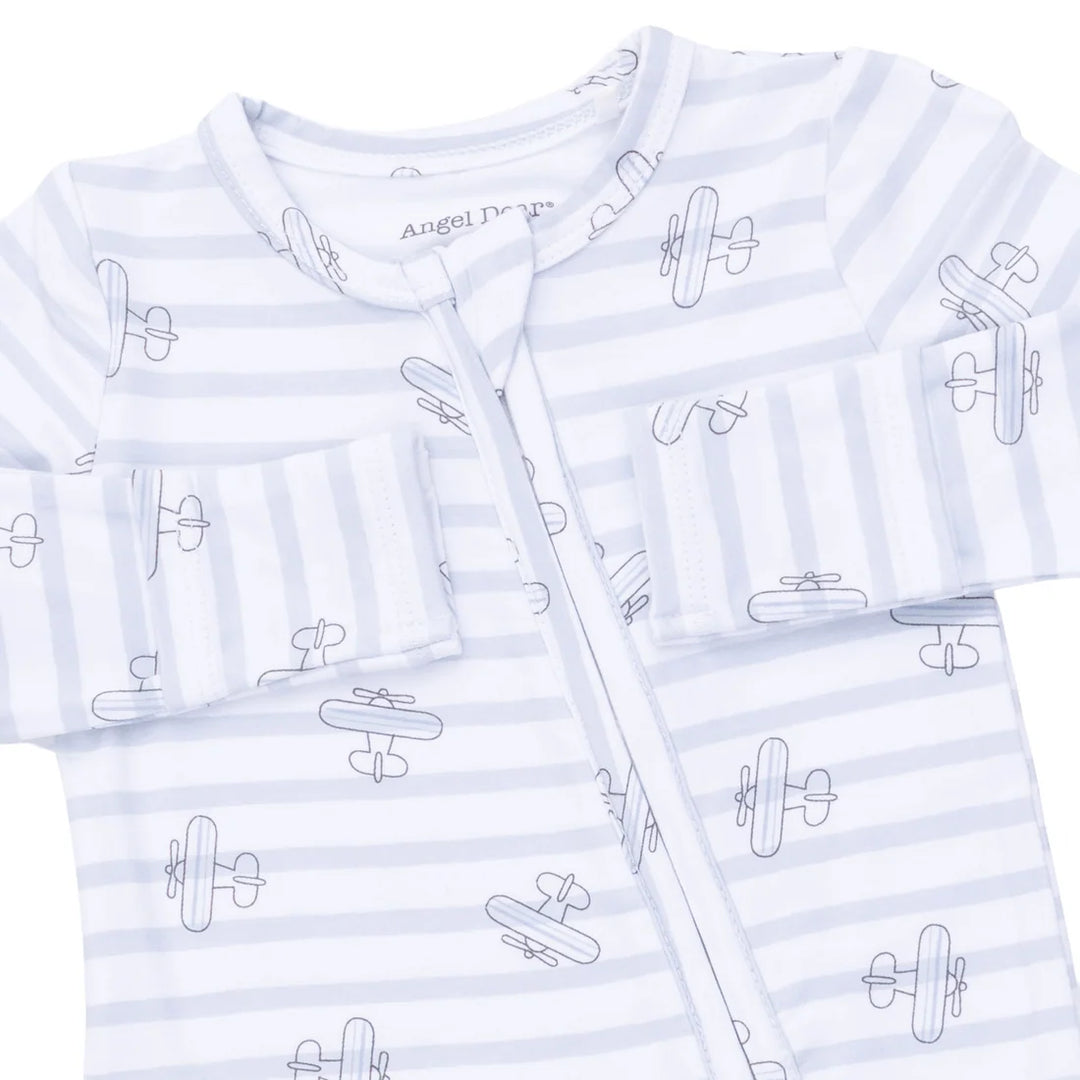 Angel Dear Baby 2 Way Zipper Footie   Airplane Stripe   651-F26-APS