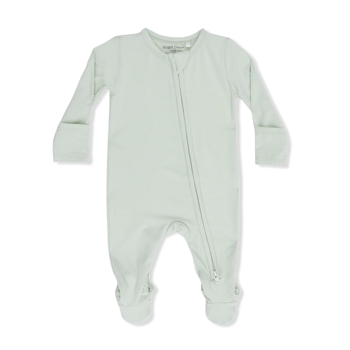 Angel Dear 2 Way Zipper Footie   Solid Milky Green   651-F26-SMG