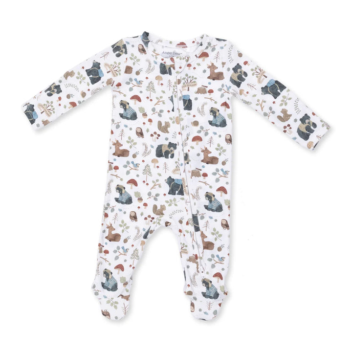Angel Dear Baby 2 Way Zipper Footie    S. Woodland Animals Green   651-F26-SWB