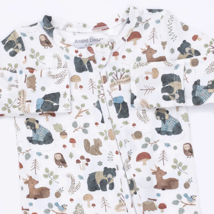 Angel Dear Baby 2 Way Zipper Footie    S. Woodland Animals Green   651-F26-SWB