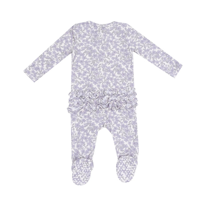 Angel Dear Ruffled 2 Way Zipper Footie   653-S25-FMN   Forget Me Not Floral