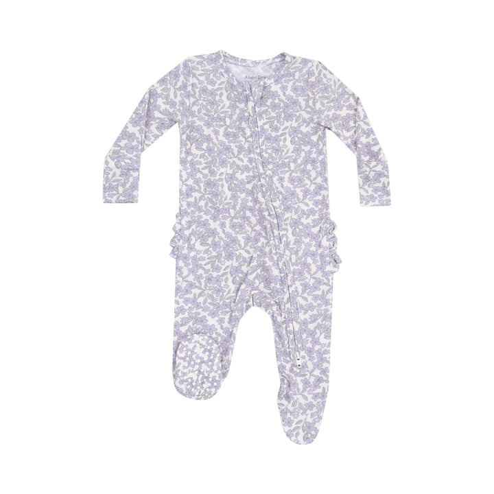 Angel Dear Ruffled 2 Way Zipper Footie   653-S25-FMN   Forget Me Not Floral