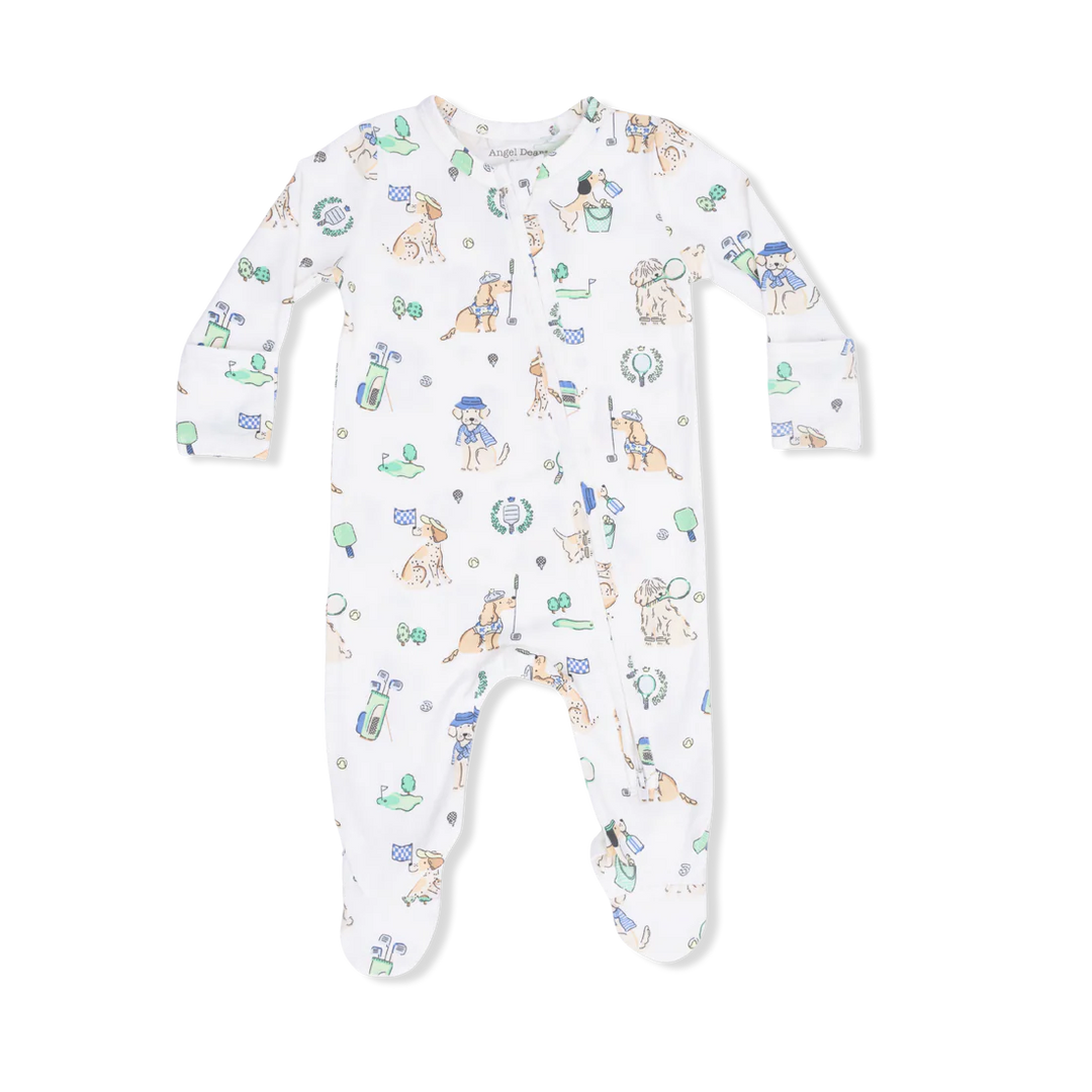 Angel Dear Baby Boy Zipper Footie  651-S26-CCD  Country Club Dogs