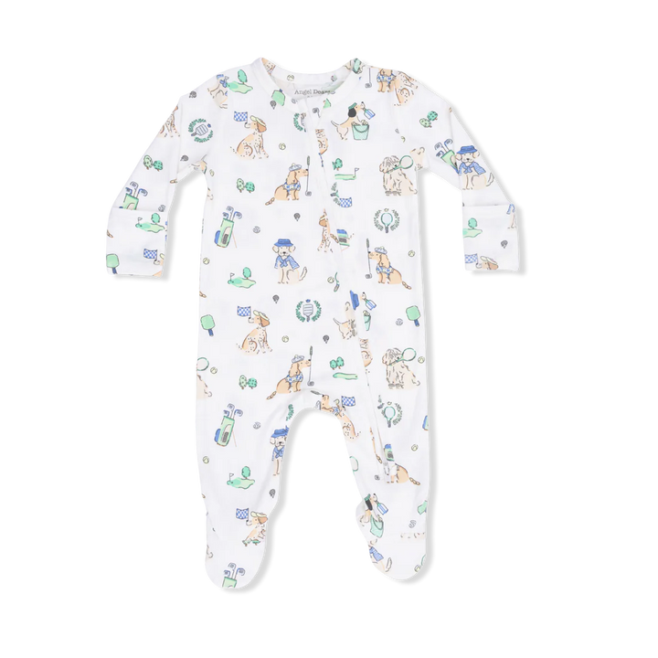 Angel Dear Baby Boy Zipper Footie  651-S26-CCD  Country Club Dogs