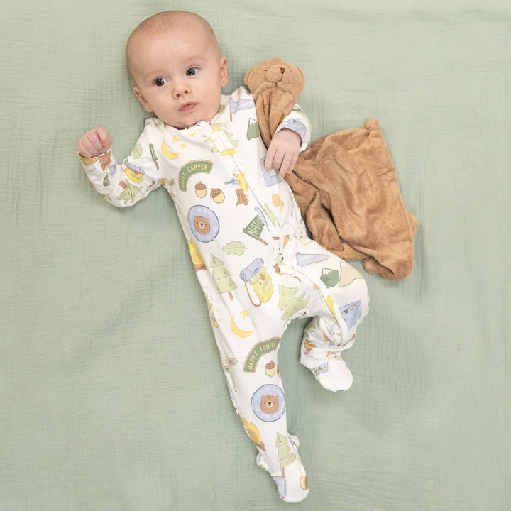 Angel Dear Baby Boy Zipper Footie  651-S26-CMB  Camping Blue