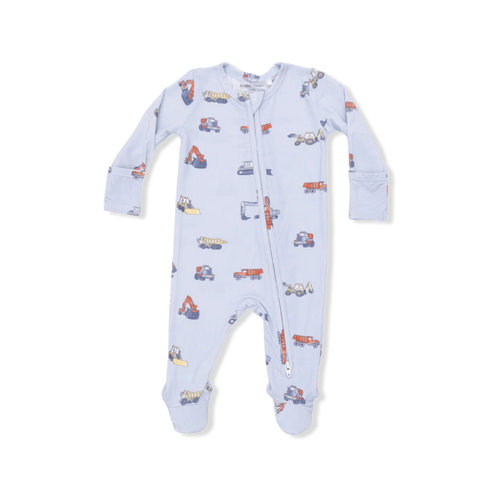Angel Dear Baby Boy Zipper Footie  651-S26-CNV  Construction Vehicles