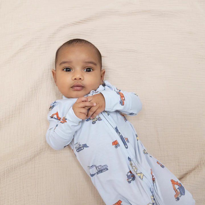 Angel Dear Baby Boy Zipper Footie  651-S26-CNV  Construction Vehicles