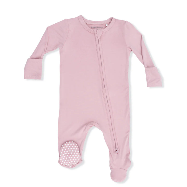 Angel Dear Baby Girl Zipper Footie  651-S26-SPE1  Solid Peachskin