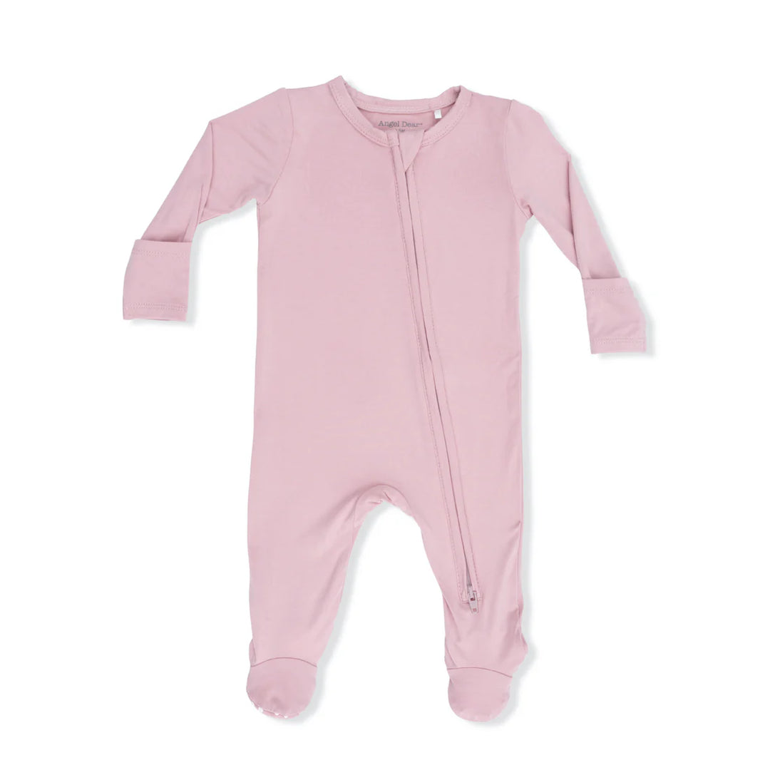 Angel Dear Baby Girl Zipper Footie  651-S26-SPE1  Solid Peachskin
