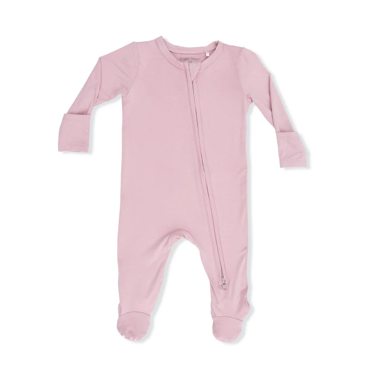 Angel Dear Baby Girl Zipper Footie  651-S26-SPE1  Solid Peachskin