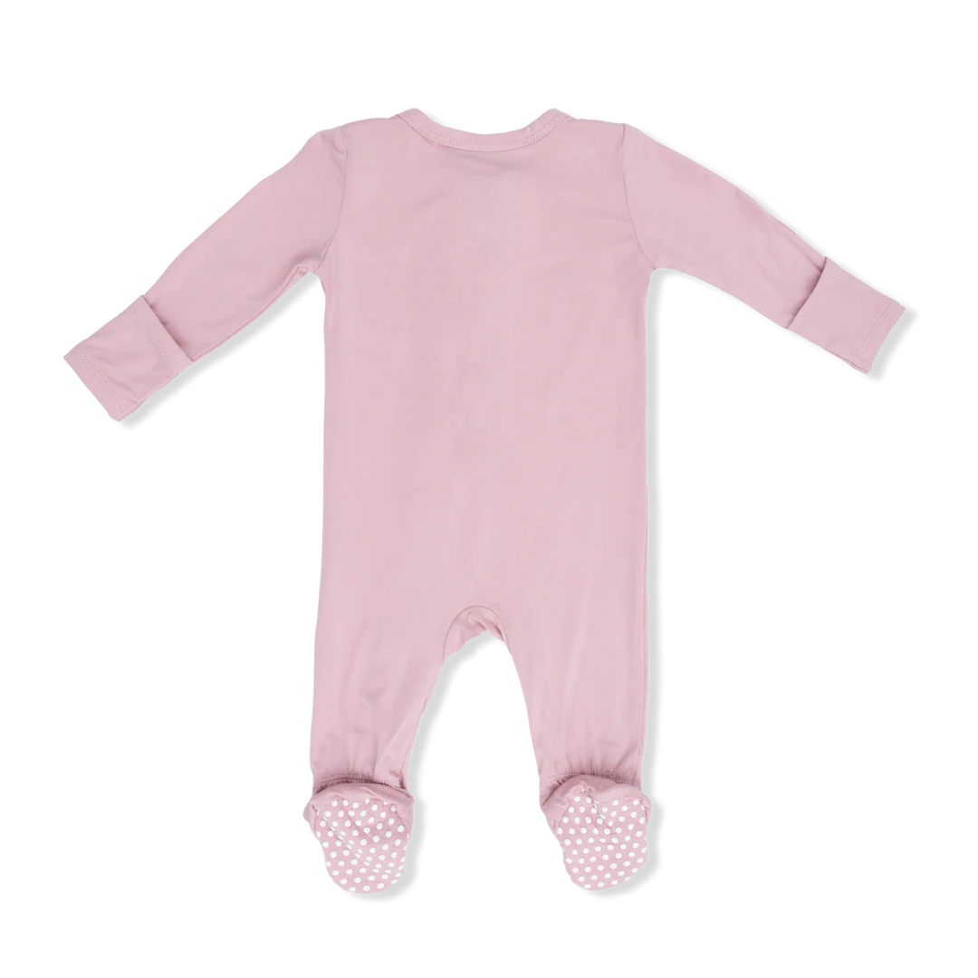 Angel Dear Baby Girl Zipper Footie  651-S26-SPE1  Solid Peachskin