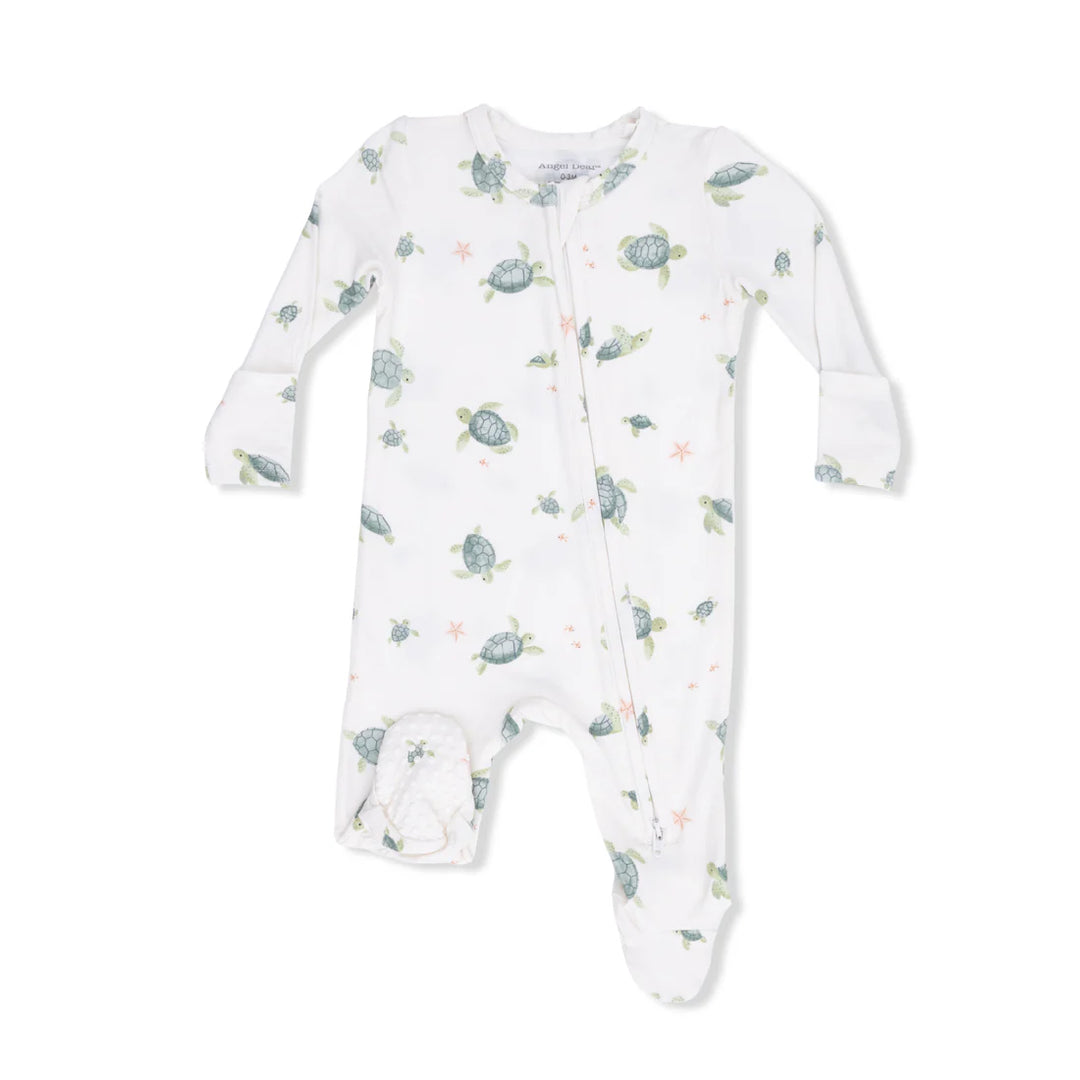 Angel Dear Baby Boy Zipper Footie  651-S26-STT1  Sea Turtles