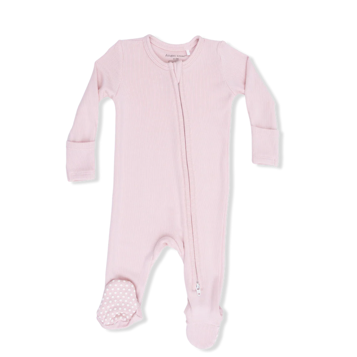 Angel Dear Baby Girl Zipper Footie  651-S26-SVP1   Solid Veiled Pink Rib