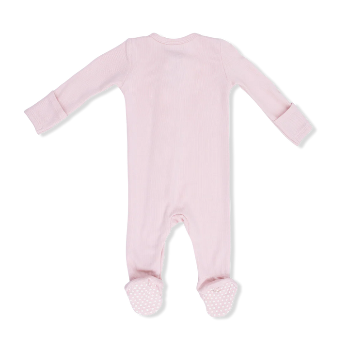 Angel Dear Baby Girl Zipper Footie  651-S26-SVP1   Solid Veiled Pink Rib