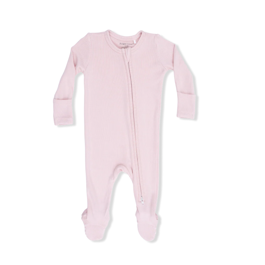 Angel Dear Baby Girl Zipper Footie  651-S26-SVP1   Solid Veiled Pink Rib