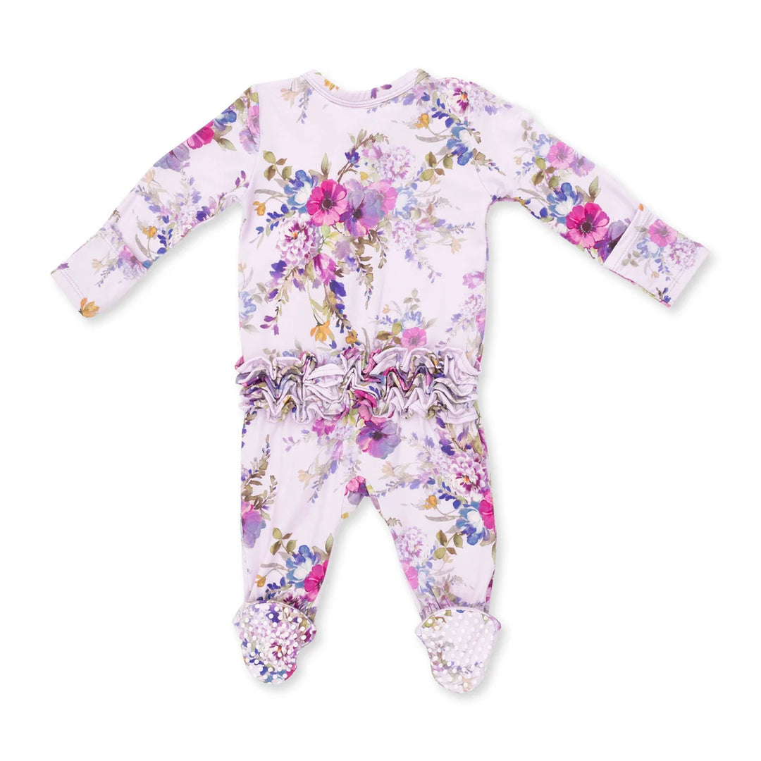 Angel Dear Baby 2 Way Ruffle Back Zipper Footie   653-F26-DFL   Dahlia Floral