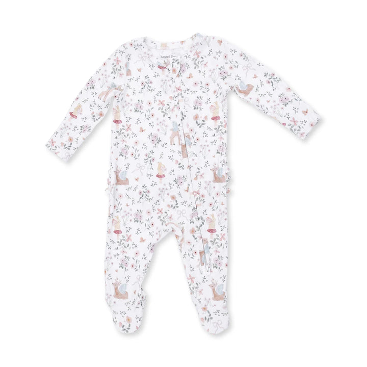 Angel Dear Baby 2 Way Ruffle Back Zipper Footie   653-F26-ENW    Enchanted Woodland