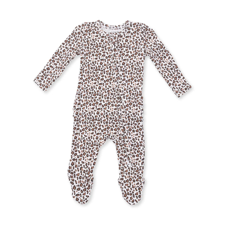 Angel Dear Baby Girl 2 Way Zipper Footie   653-F26-LPR   Leopard Rib