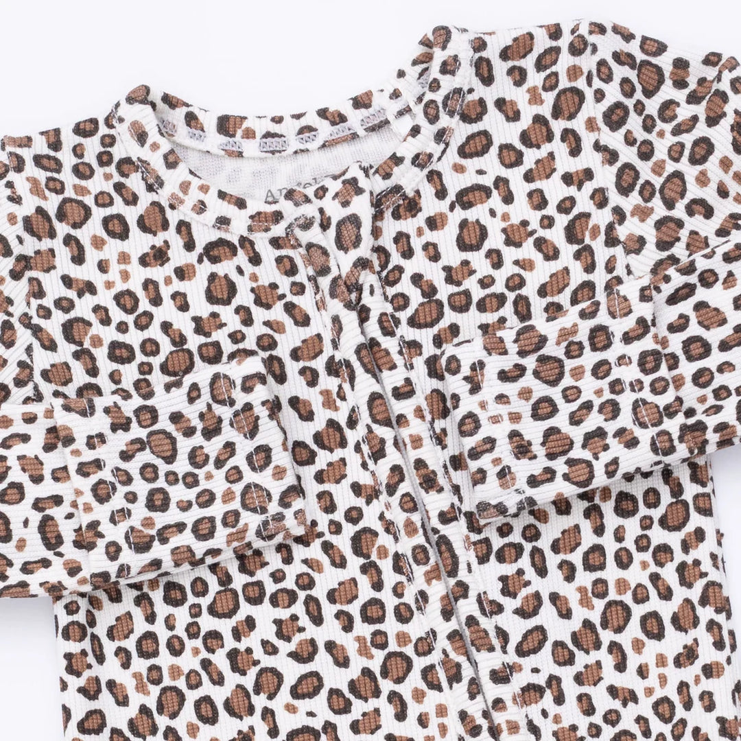 Angel Dear Baby Girl 2 Way Zipper Footie   653-F26-LPR   Leopard Rib