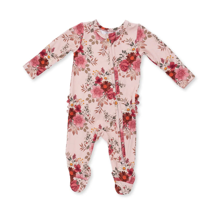 Angel Dear Baby 2 Way Ruffle Back Zipper Footie   653-f26-SFL   Sabrina Floral