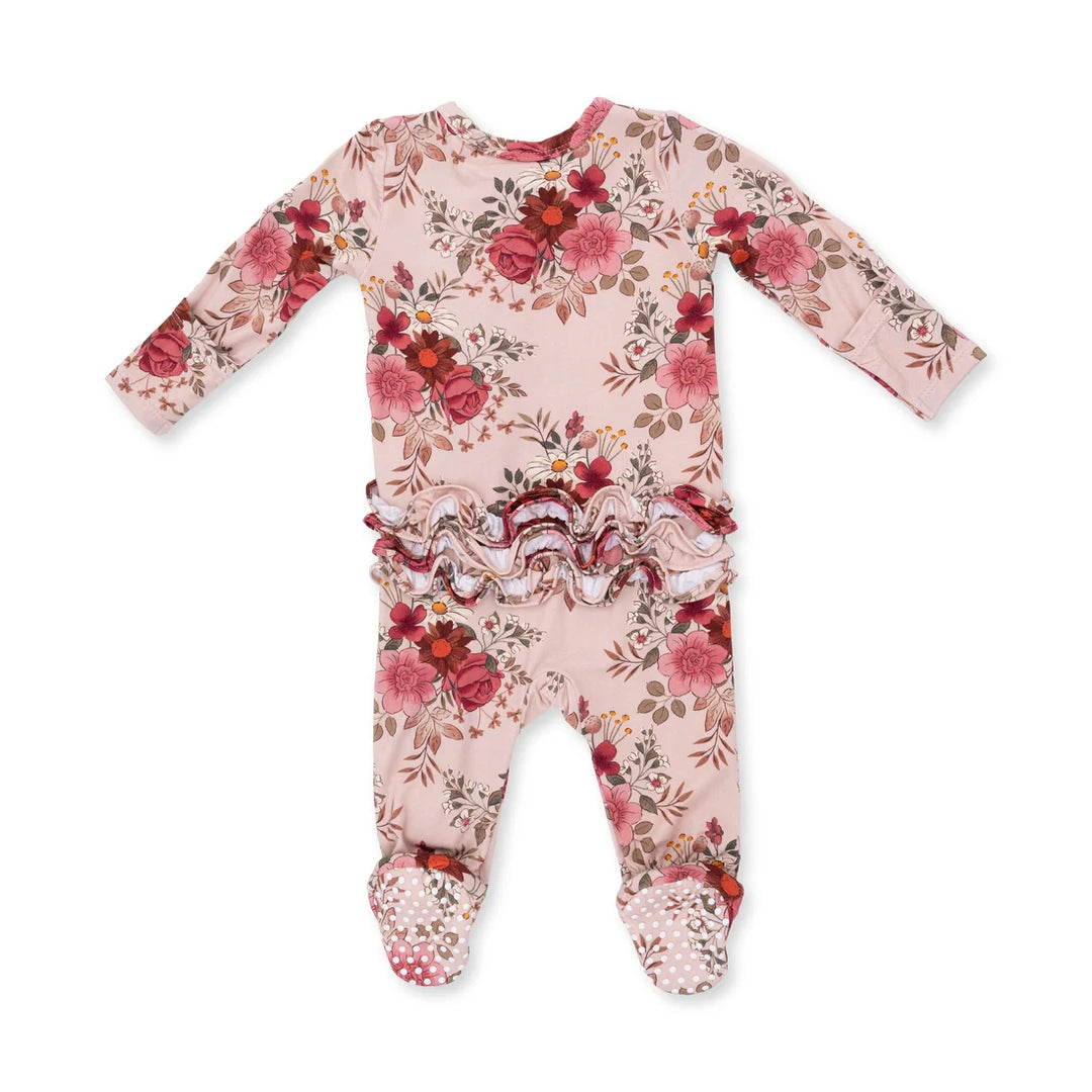 Angel Dear Baby 2 Way Ruffle Back Zipper Footie   653-f26-SFL   Sabrina Floral