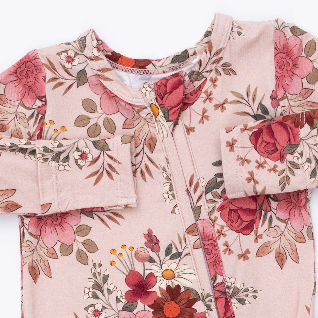 Angel Dear Baby 2 Way Ruffle Back Zipper Footie   653-f26-SFL   Sabrina Floral