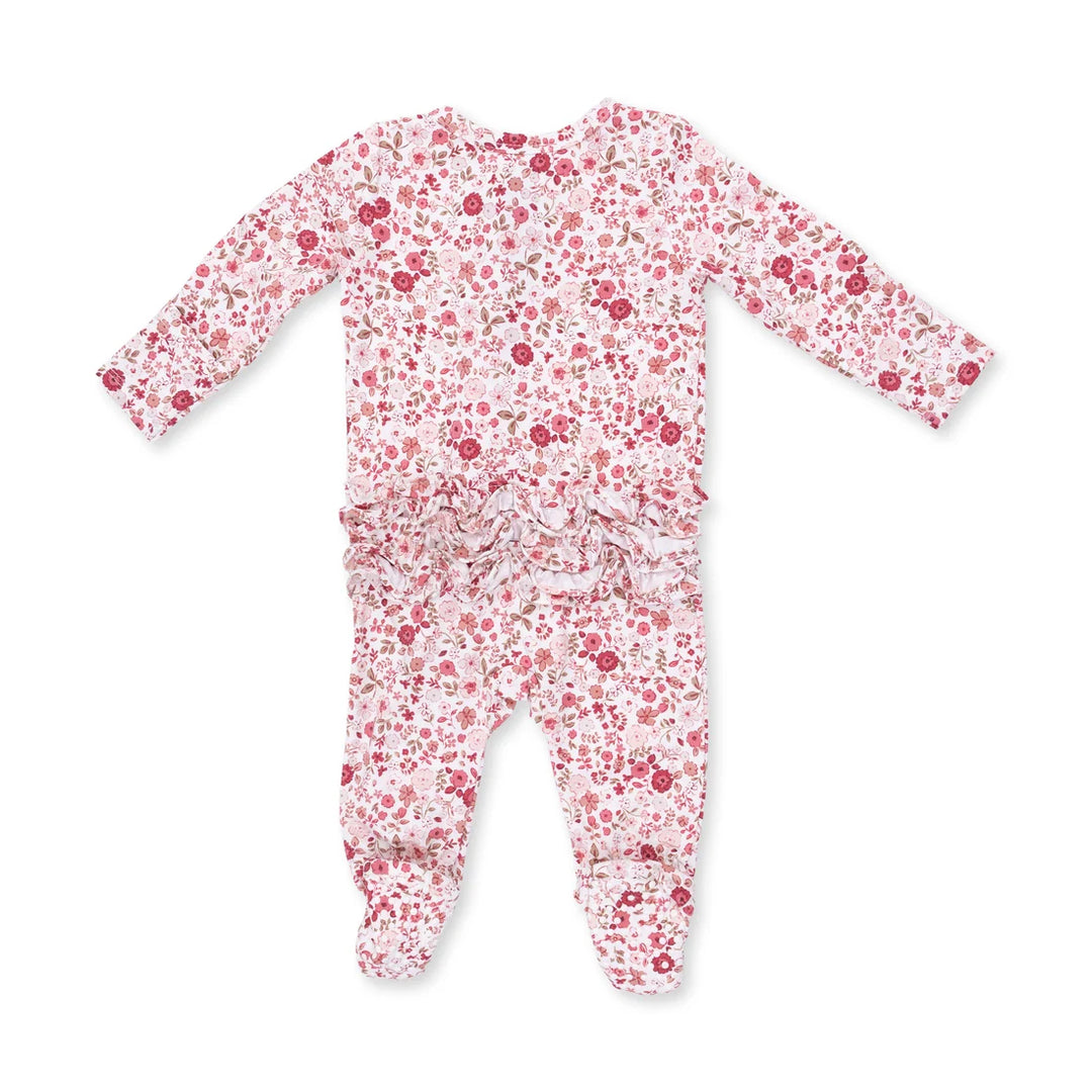 Angel Dear Baby 2 Way Ruffle Back Zipper Footie   653-F26-SRF   Serene Floral