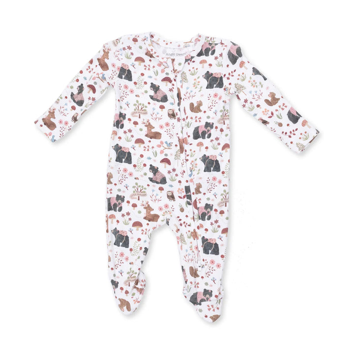 Angel Dear Baby 2 Way Ruffle Back Zipper Footie   653-F26-SWP   South. Woodland Animals Pink