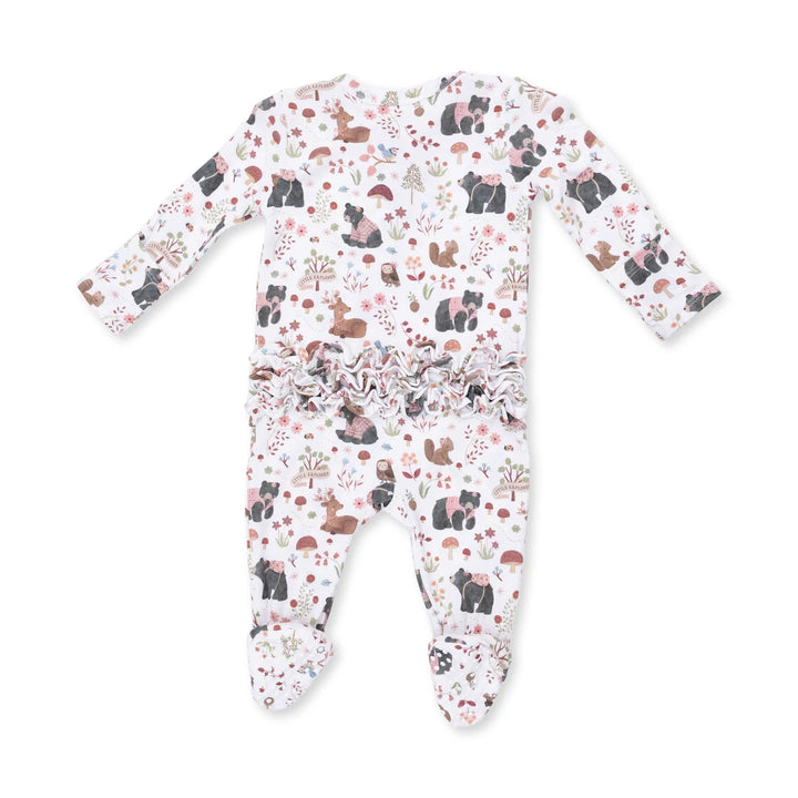 Angel Dear Baby 2 Way Ruffle Back Zipper Footie   653-F26-SWP   South. Woodland Animals Pink