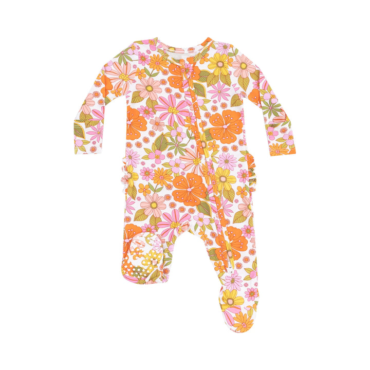Angel Dear Ruffled 2 Way Zipper Footie   653-S25-BBF  Boho Beachy Floral