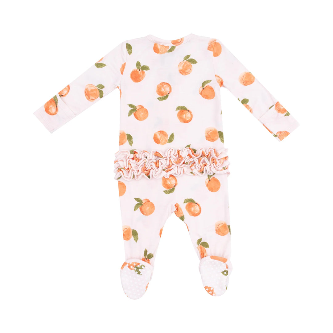 Angel Dear Ruffled 2 Way Zipper Footie   653-S25-WPE  Watercolor Peaches