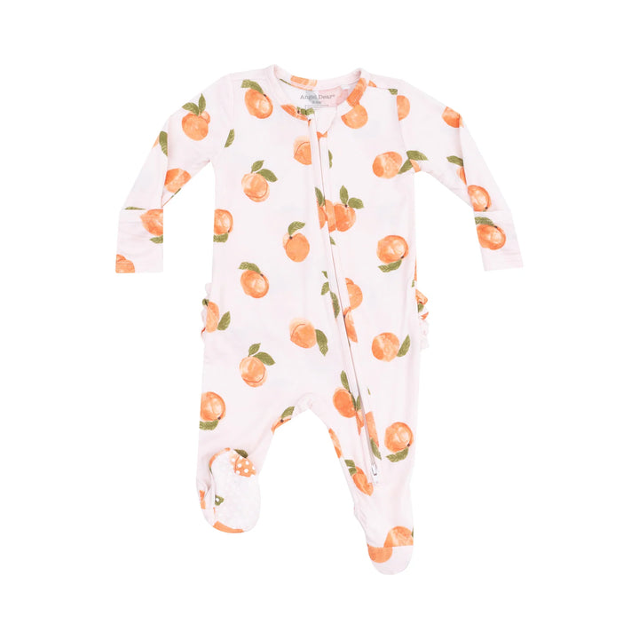 Angel Dear Ruffled 2 Way Zipper Footie   653-S25-WPE  Watercolor Peaches
