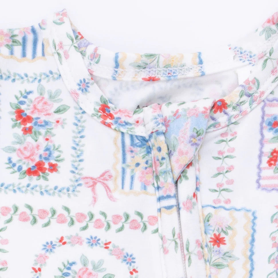 Angel Dear Baby Girl Zipper Footie  653-S26-JFP1  Julep's Floral Patchwork