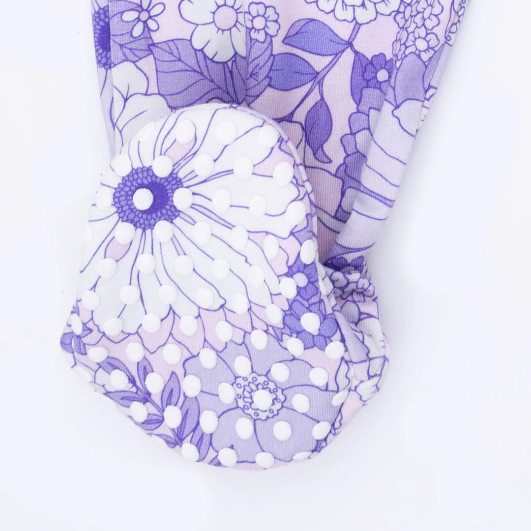Angel Dear Baby Girl Zipper Footie  653-S26-LLF  Lacy Lavender Floral