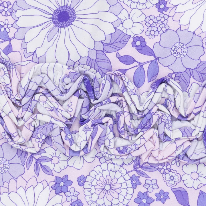 Angel Dear Baby Girl Zipper Footie  653-S26-LLF  Lacy Lavender Floral