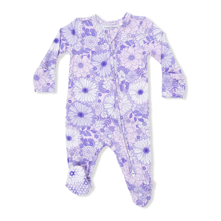 Angel Dear Baby Girl Zipper Footie  653-S26-LLF  Lacy Lavender Floral