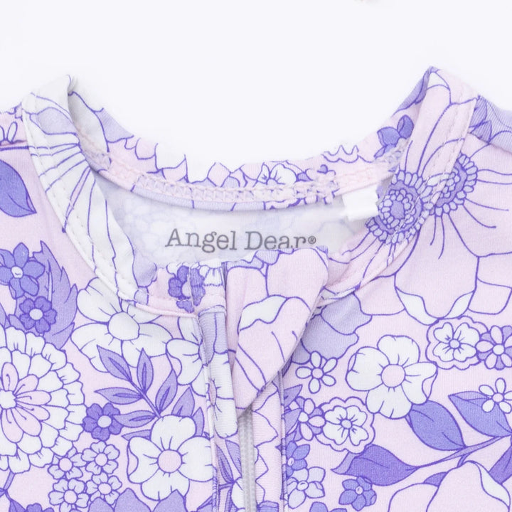 Angel Dear Baby Girl Zipper Footie  653-S26-LLF  Lacy Lavender Floral