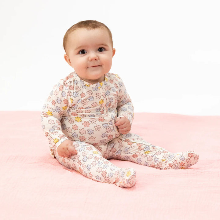 Angel Dear Baby Girl Zipper Footie  653-S26-SFL  Sarah Floral