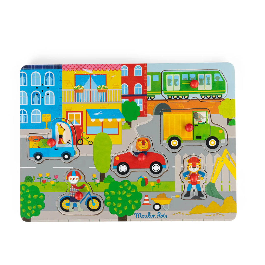 Moulin Roty Wooden Sound Puzzle  City   661379