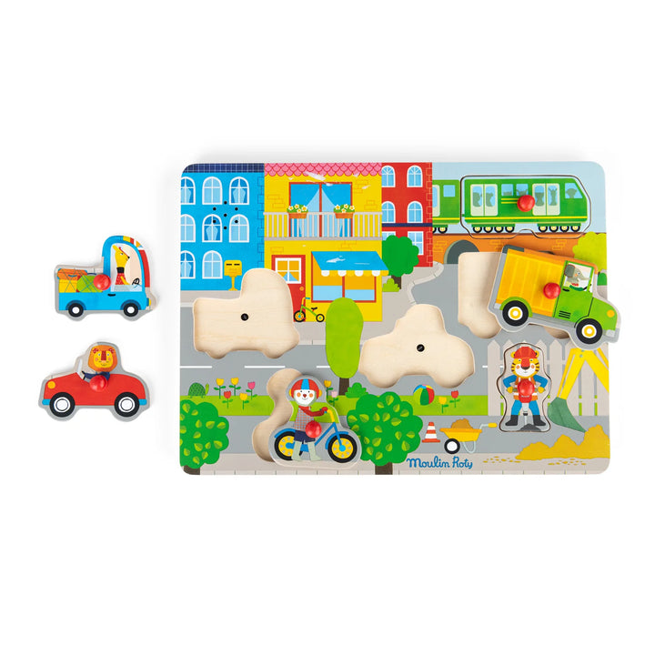 Moulin Roty Wooden Sound Puzzle  City   661379