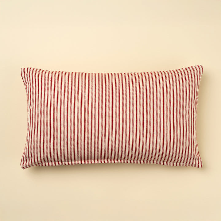 Indaba 21"x12" Red Ticking Cushion 01-9121